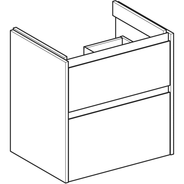 Geberit Renova Plan US f. WT, m. 2 Schubladen 59,5x60,6x44,6cm, weiß/l. seidenmatt