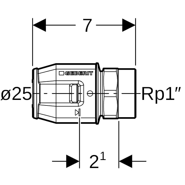 Geberit PushFit Übergang mit IG Rg d25-Rp1