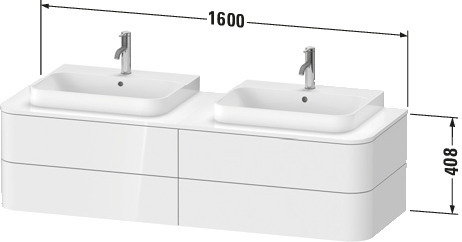 DU WTU HappyD2+ wandh.,408x1600x550mm 4Schubk.,BP b.,nordic weiß seidenm.f.ASB