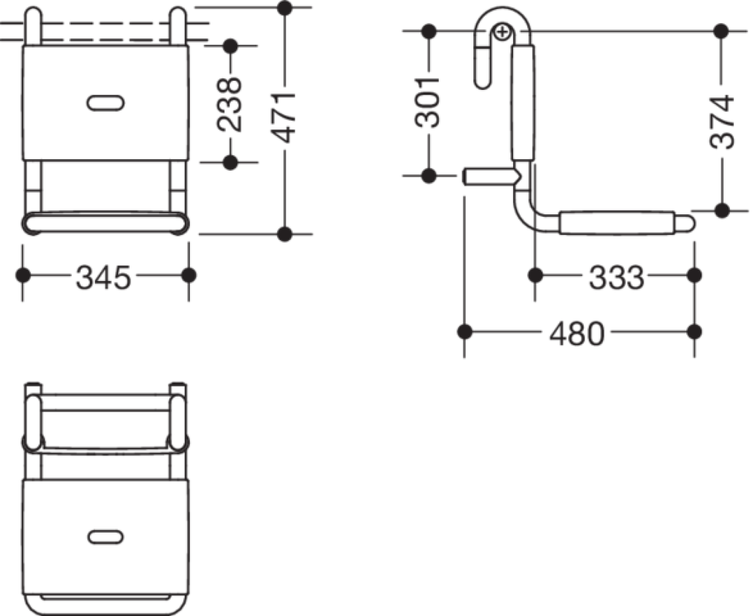 HEWI Einhängesitz B=345mm,T=480mm,H=471mm anthrazitgrau