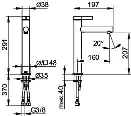 KEUCO EHM-WT-Mischer 210 IXMO 59510 o.Zug.-Ablgrt. Pure, Rosette r/e verchr.