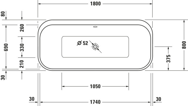 Duravit Whirlwanne Happy D.2Plus 1800x800mm, Gr.Sup.matt/weiß,m.angef.Acrylv.,fst.AS