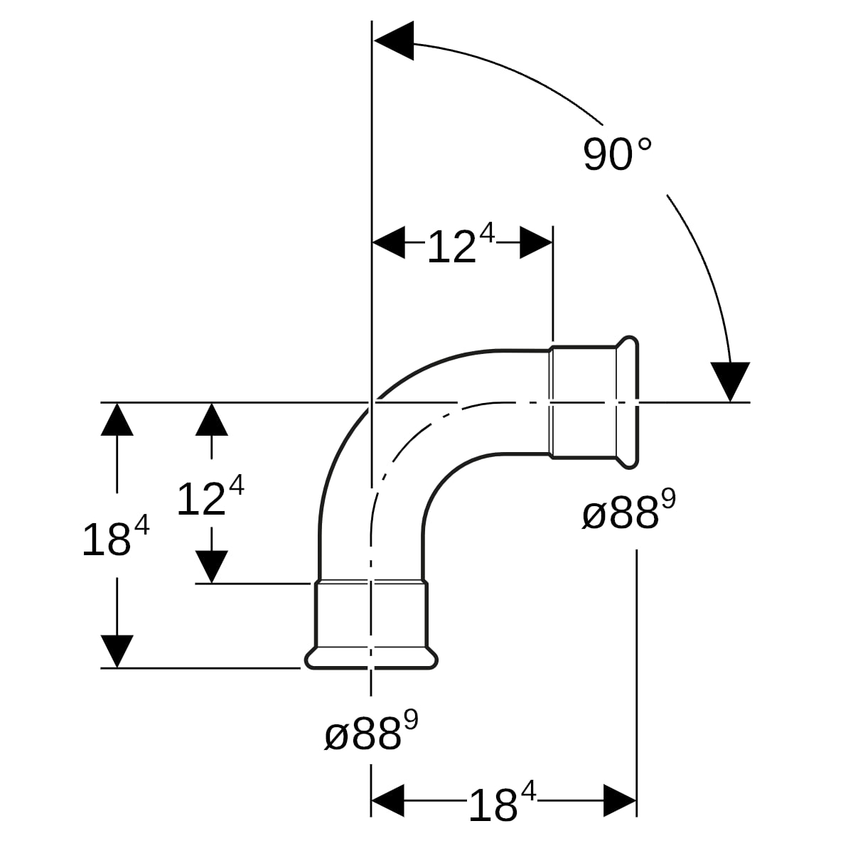 Geberit Mapress C-Stahl Bogen 90Gr d88,9 verzinkt