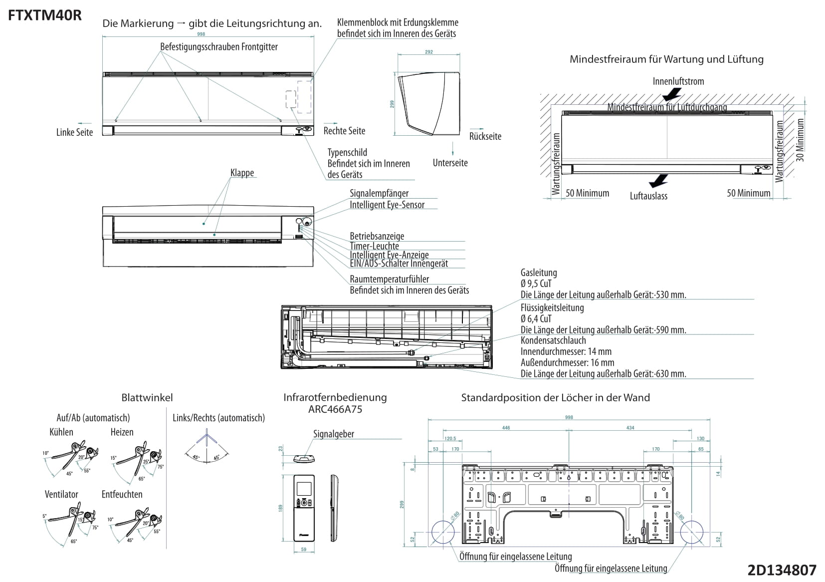 Daikin DAIKIN R32 Wandgerät,FTXTM Typ: 40A Perfera Cold Region weiß inkl. IR-FB