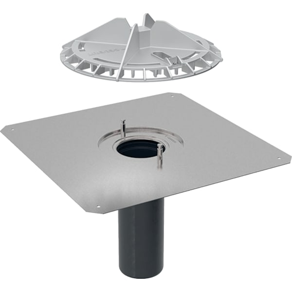 Geberit Pluvia Dachwassereinl. m.Anschl.Blech Laubfang aus Aluminiumguss, 25l/s