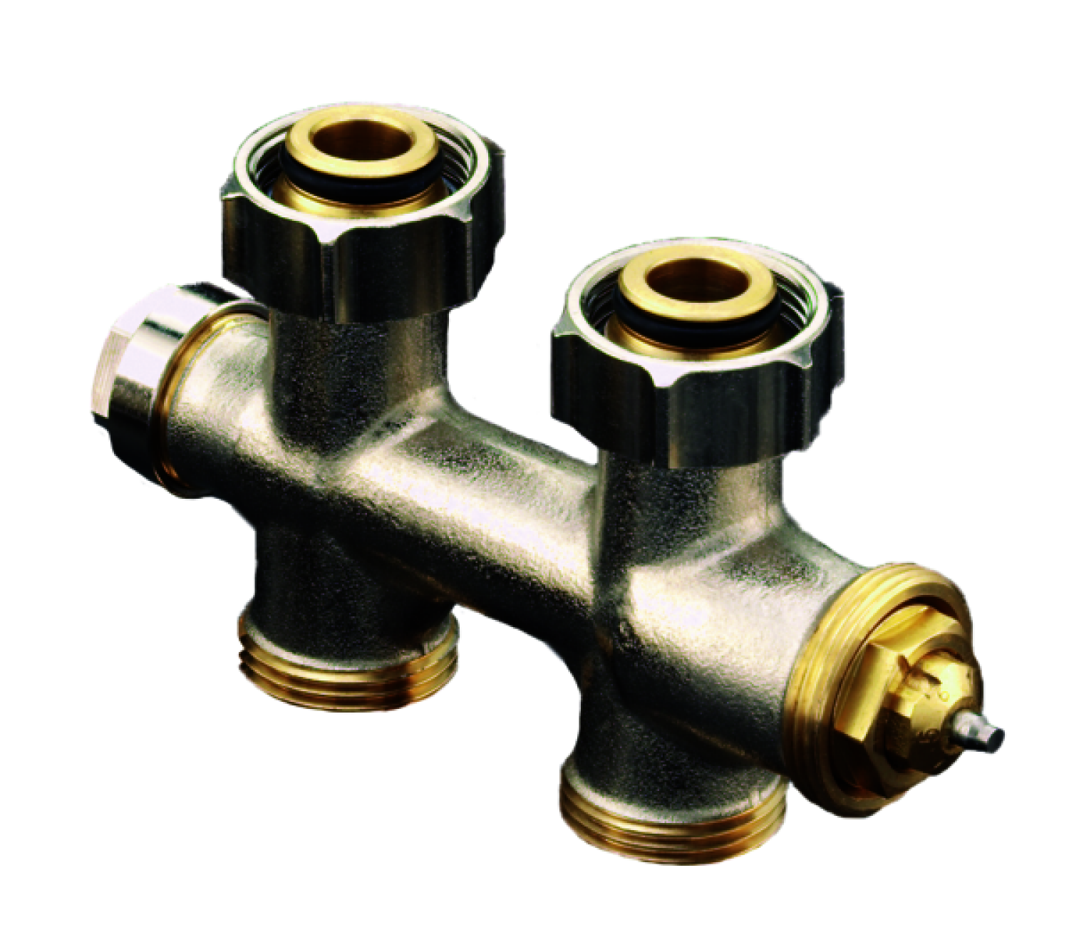 OVENTROP-Anschlussarmatur "Multiblock T" 3/4"ÜM x 3/4"AG, 1-u.2-Rohr, Messing, Dg