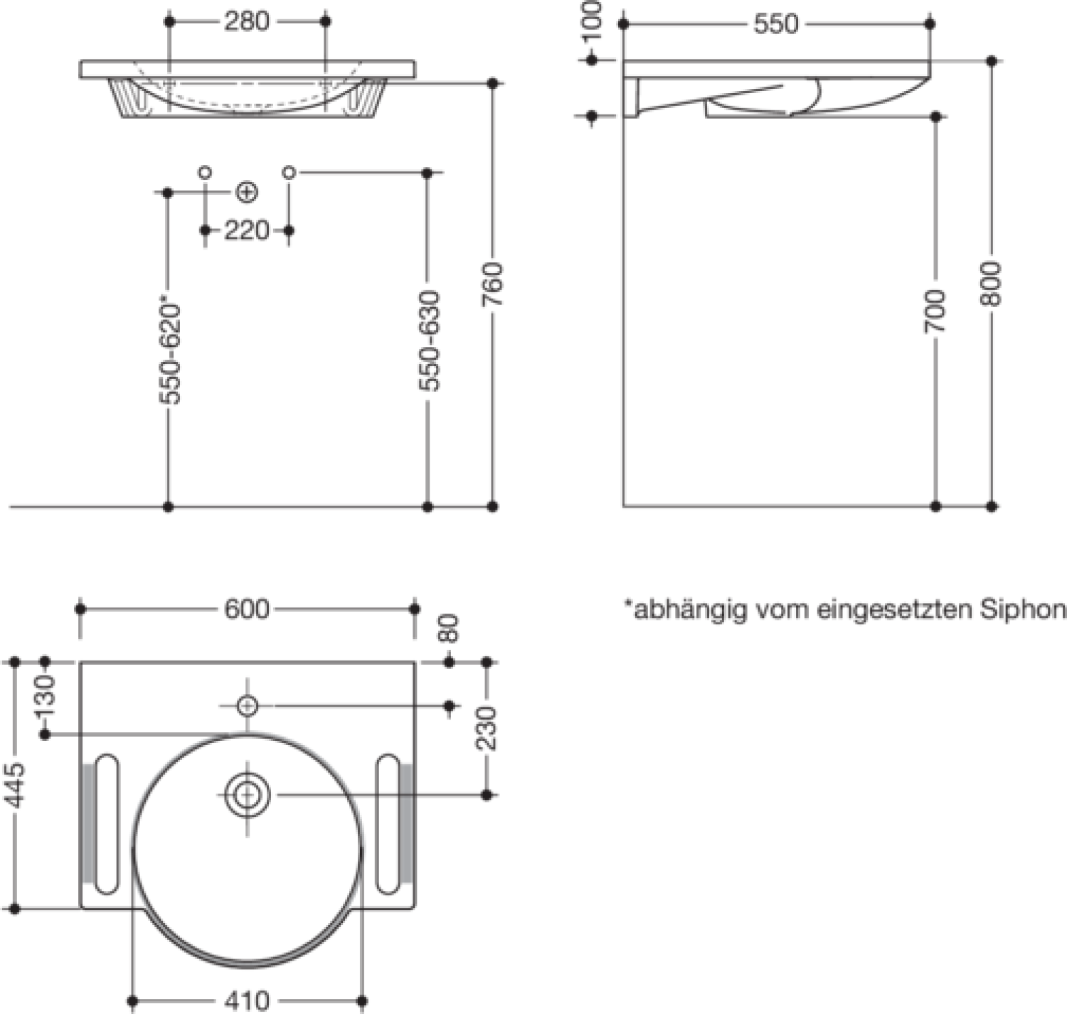 HEWI Waschtisch, B:600mm, T:550mm, 1HL, weiß, a. mit farbigem Akzent rubinrot