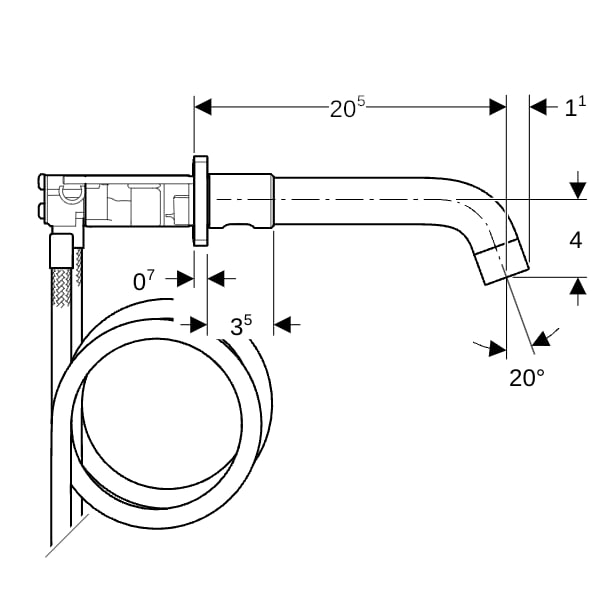 Geberit ONE WT-Arm. rundes Des. W.-Mont. 2Gr. für UP-Funktionsbox, L:20cm ,hgl.verchr.
