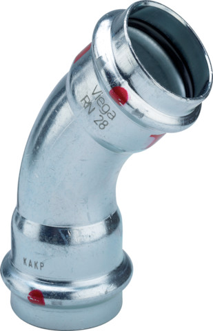 Viega Bogen 45 Grad mit SC Prestabo 1126 in 22mm Stahl verzinkt