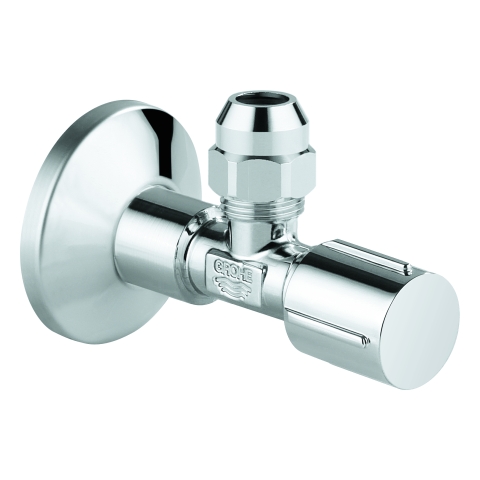 GROHE Eckventil 22039 1/2x3/8'' Rosette Metallgr. selbstd. Quetschv. 10mm chrom GROHE Eckventil 22039 1/2x3/8'' Rosette Metallgr. selbstd. Quetschv. 10mm chrom