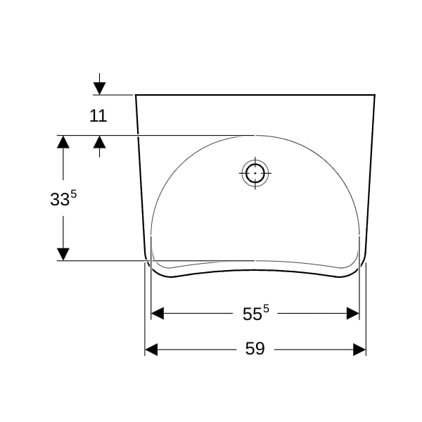 Geberit Paracelsus Waschtisch barrierefrei 64x49cm, o. Hl., o. Ül., weiß, KeraTect