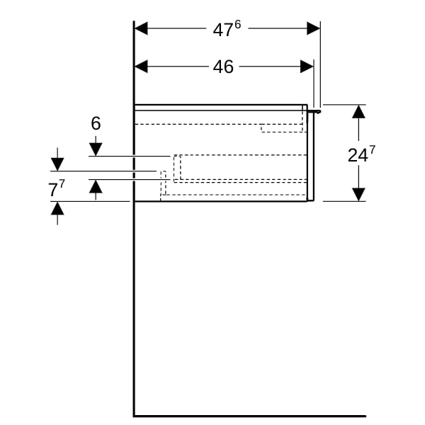 Geberit iCon Unterschrank für WT, 1 Schubl. 59,2x24,7x47,6cm, weiß hgl./Gr.weiß matt