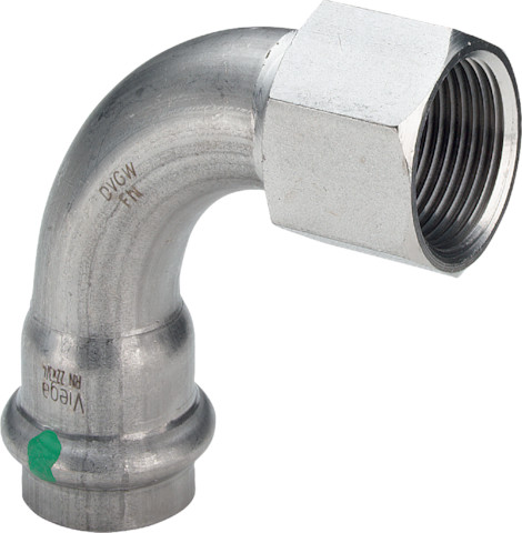 Viega Bogen 90 Grad mit SC Sanpress Inox 2314.5 in 15mm x Rp1/2 Edelstahl