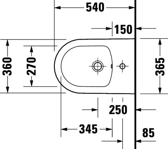DU Wandbidet White Tulip, 540mm, Weiß mit ÜL, mit HLB, 1 HL
