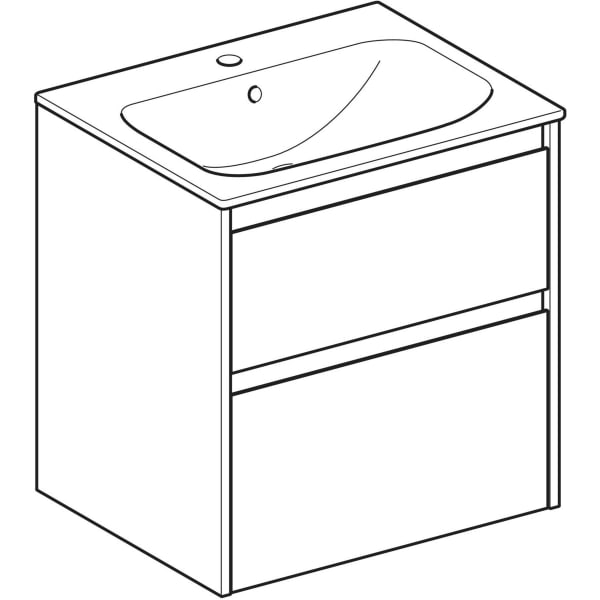 Geberit Renova Plan Set MWT mit US, 2 Schubl. 60x62,1x48cm, Nussbaum Hickory