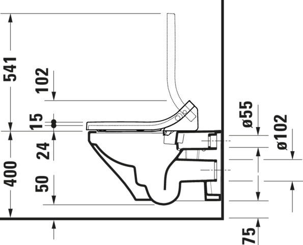 DU Wand-WC DuraStyle 620 mm, TS, rimless Durafix, f.SW m.verd.Anschl., weiß, HYG