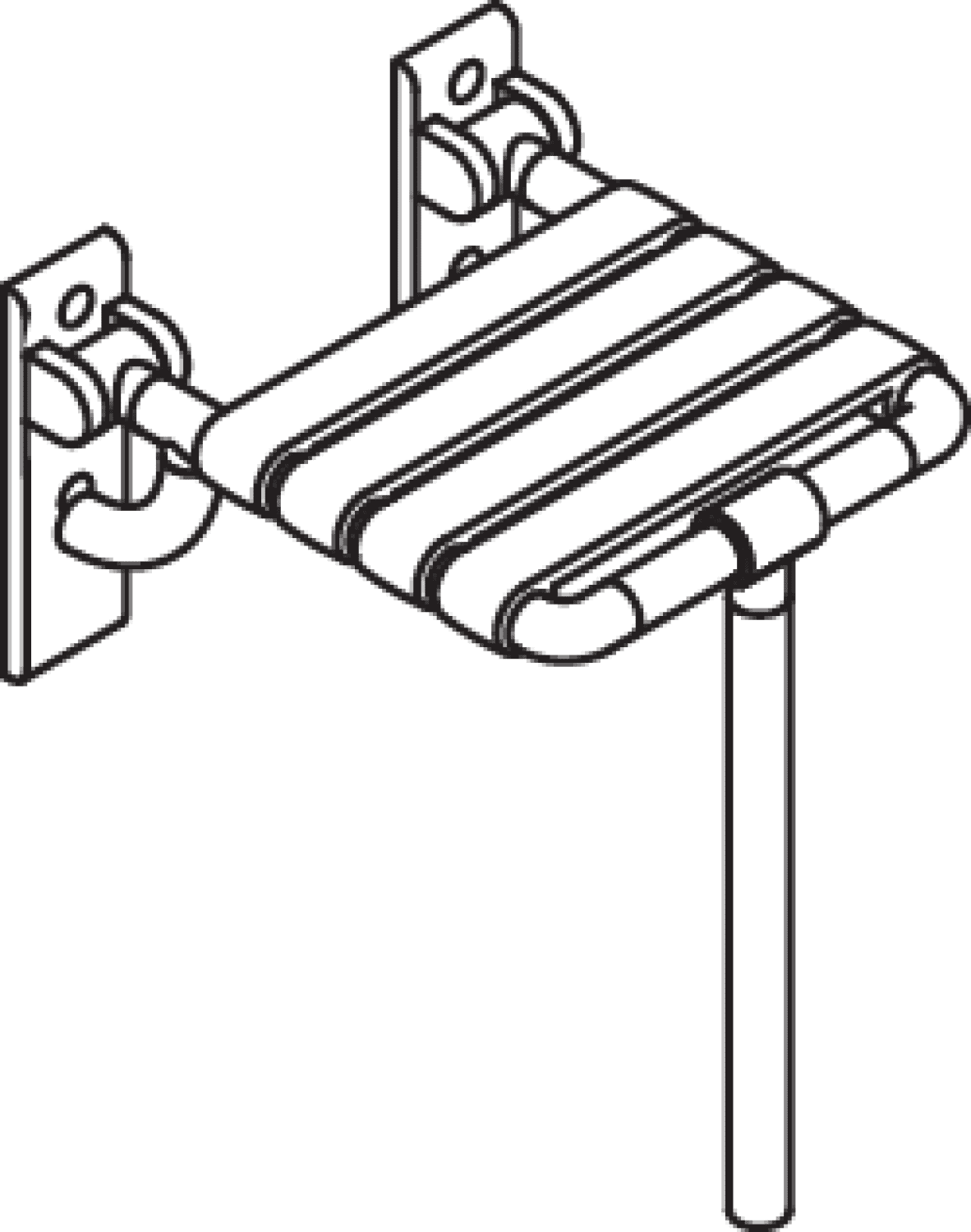 HEWI Klappsitz mit Bodenstütze Ser 801, B:378 mm, T:414 mm reinweiß