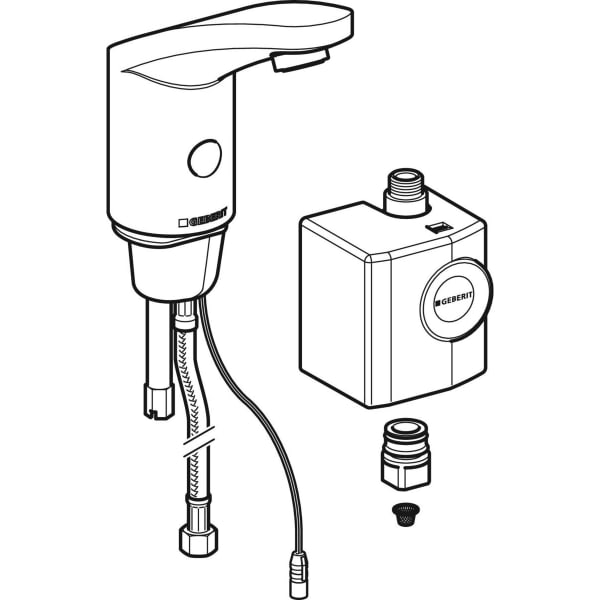 Geberit Typ 185 Waschtischarmatur, Generator ohne Mischer, hochglanz verchromt