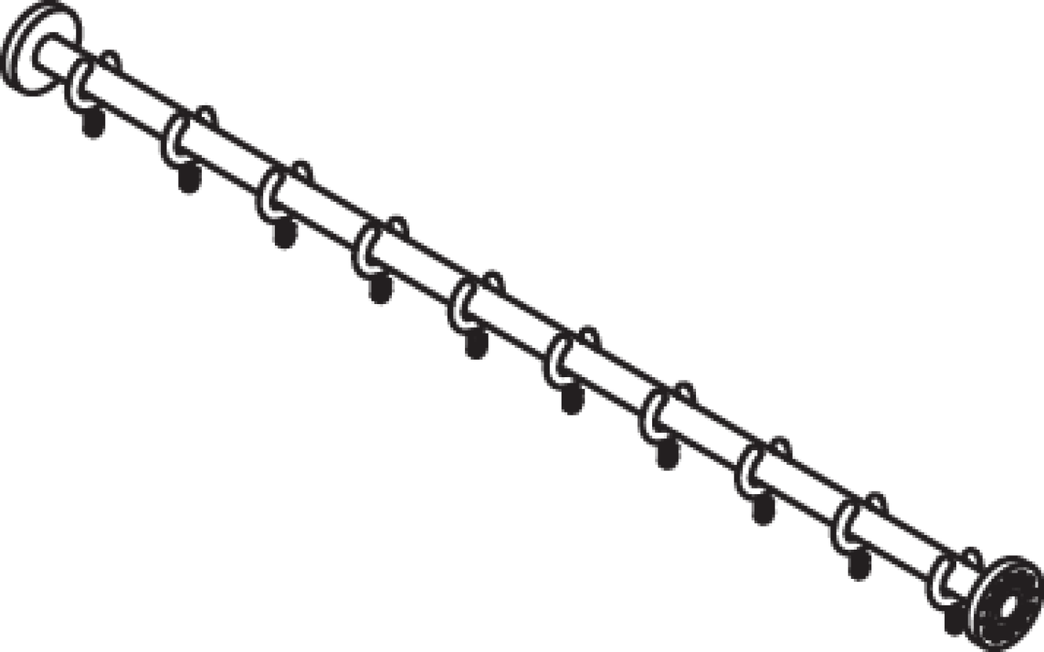 HEWI VH-Stange, d:25, L:1000, 10 Ringe, pulverbeschichtet schw tiefmatt