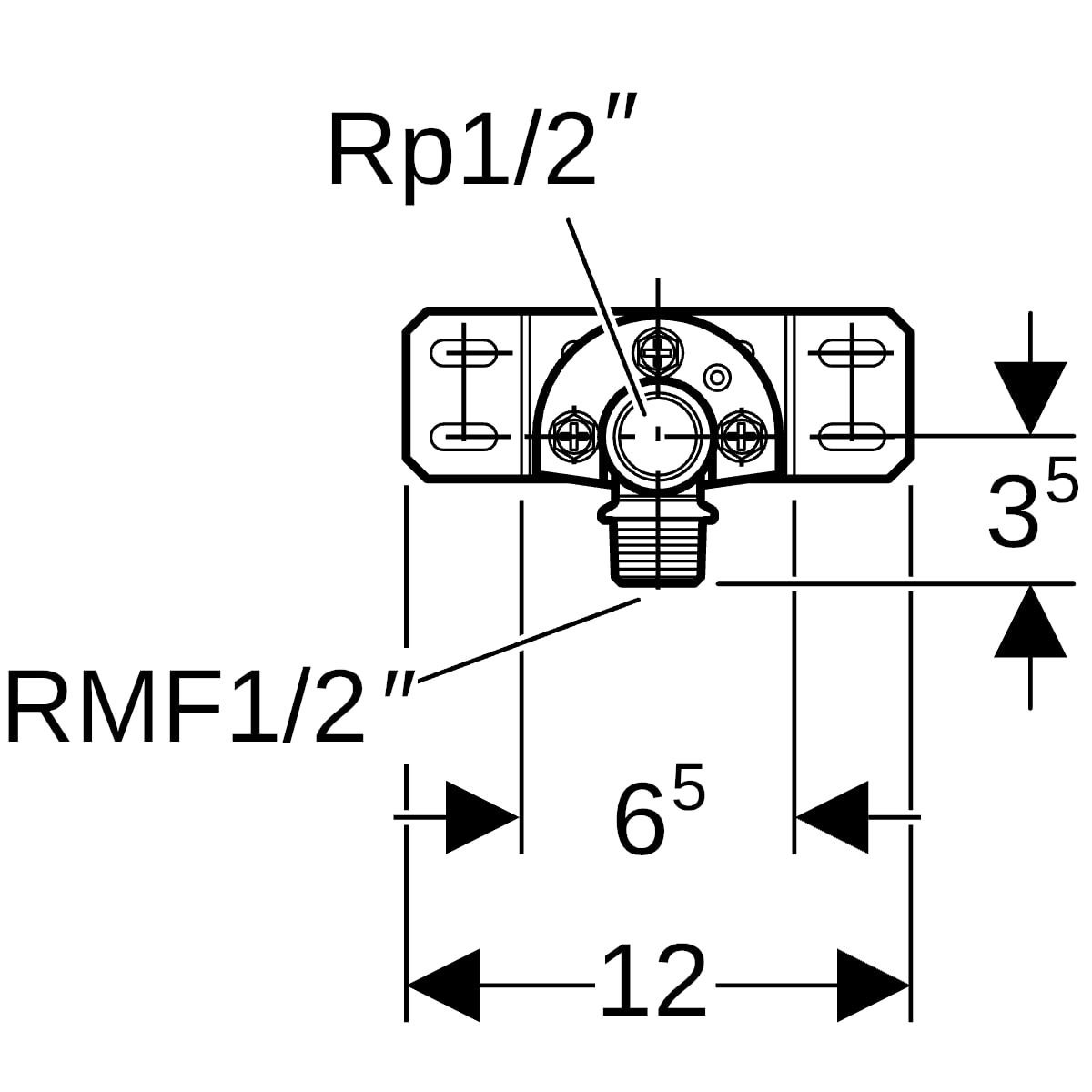 Geberit Anschlusswinkel 90Gr mit AG MF vormont. einfach, Rg d20-Rp1/2 L:57mm