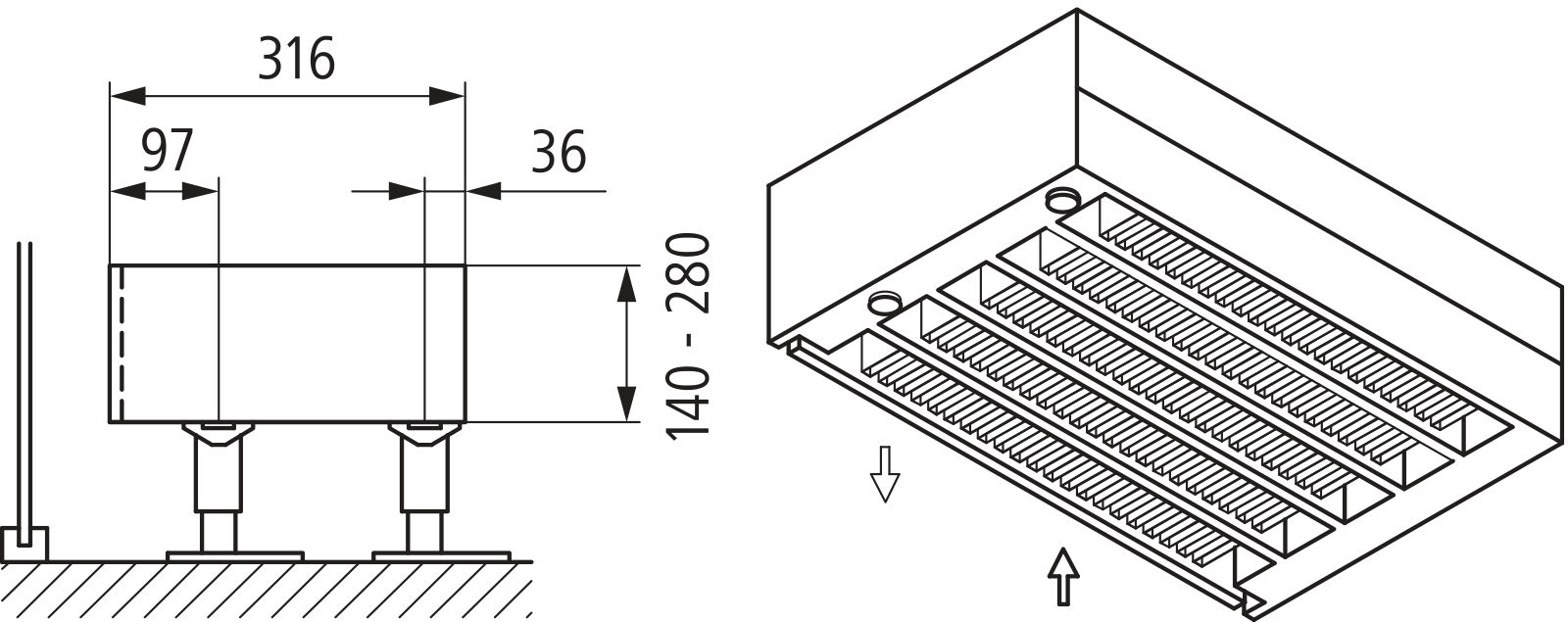 Kermi Kon m. Str. Typ55 BH280x316x3000 QN8610, weiß, 6bar, o. Abd., AB Uni.