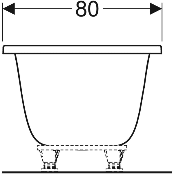 Geberit Tawa Badewanne, schmaler Rand rechteckig, 180x80cm, weiß