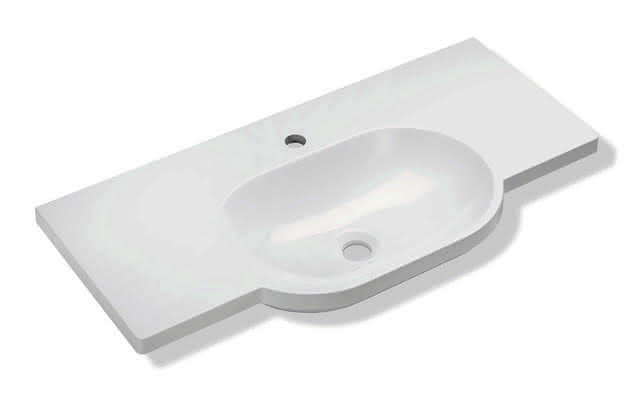 HEWI Waschtisch, 850 x 415mm, o. Überlauf, 1 Hahnloch