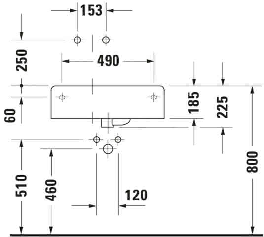 DU Design Classics Becken  Scola 615 mm m.ÜL,m.HLB, 1 HL, Becken li., weiß
