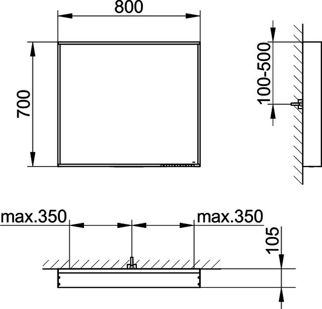 KEUCO Lichtspiegel X-Line 33297, DALI, inox, 800x700x105mm