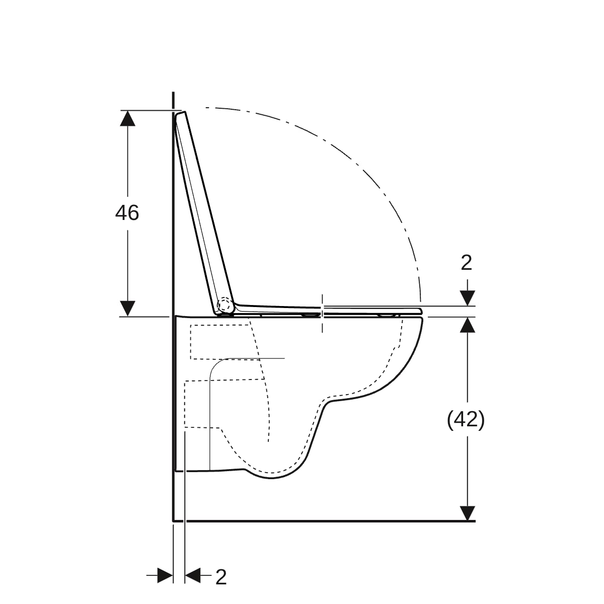 Geberit Renova Set Wand-WC mit WC-Sitz Rimfree, Tiefspüler, weiß