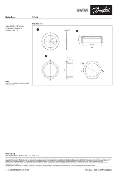 Danfoss Anschweißenden Set 2,5" ST52-3