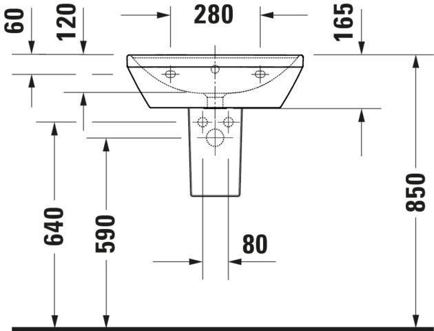 DU Waschtisch D-Neo, 550mm, weiß mit ÜL, mit HLB, 1 HL