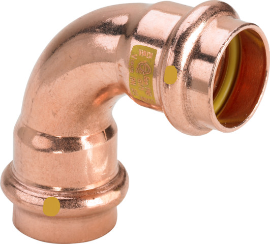 Viega Bogen 90 Grad mit SC Profipress G 2616 für Gas in 15mm Kupfer
