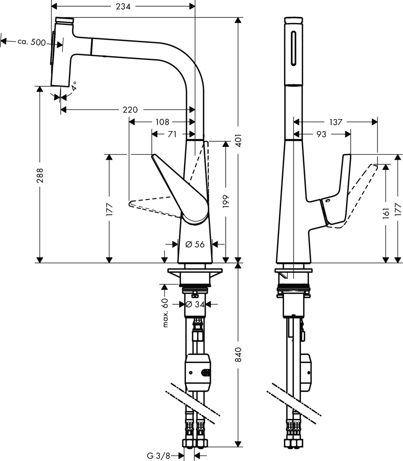 Hansgrohe Spültischmischer 300 Talis Select M51 Ausziehbrause 2jet chrom