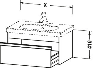 DU WTU wandhängend Ketho 455x800x410mm 1 Auszug, für 034285, weiß matt