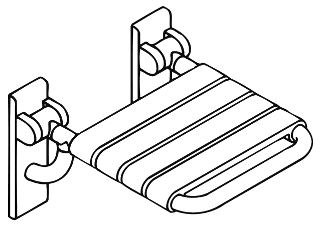 HEWI Klappsitz m.Gabelgelenk Ser 801, B:378 mm, H:259 mm, T:408 mm reinweiß