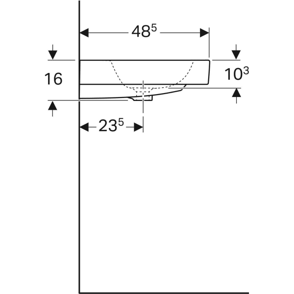 Geberit iCon Waschtisch, 120x48,5cm o. Hl., m. Ül., weiß, KeraTect