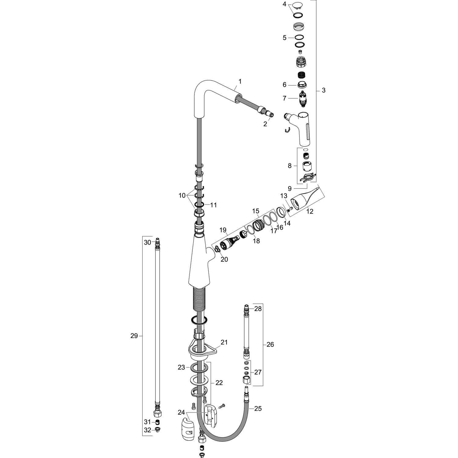 Hansgrohe Spültischmischer 240 Metris Select M71 Ausziehbrause 2jet chrom