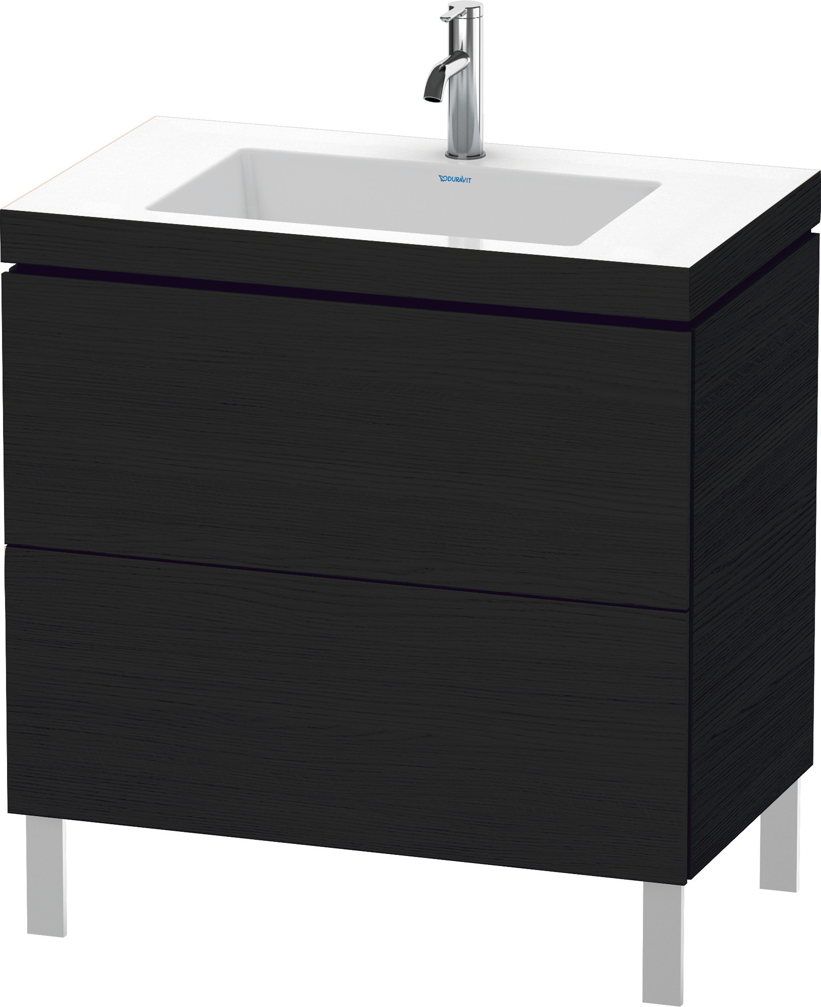 Duravit WTU L-Cube m. Vero Air 698x800x480mm 1 HL, 2 Auszüge, Eiche Schwarz