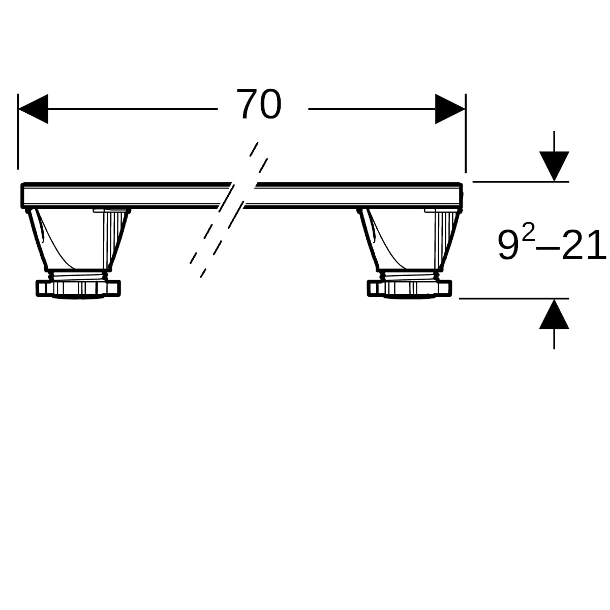 Geberit Set Füße und 3 Traversen 700mm H:9-21cm, für Duschwanne aus Steinharz