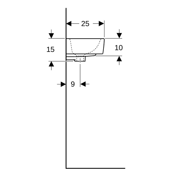 Geberit Renova Compact HWB, verk. Ausladung 40x25cm, o. Hl., m. Ül., weiß