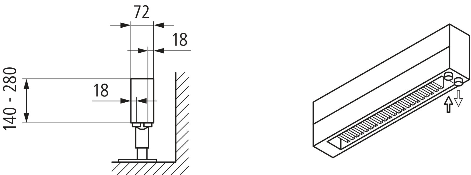 Kermi Konvektor Typ21 BH140x72x1400mm QN760,weiß,6 bar, m. Abd., AB Uni.
