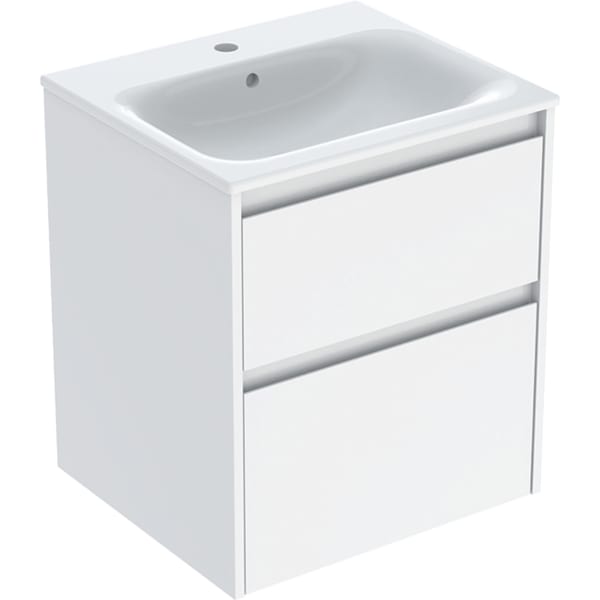 Geberit Renova Plan Set MWT mit US, 2 Schubl. 55x62,1x48cm, weiß/l. seidenglanz
