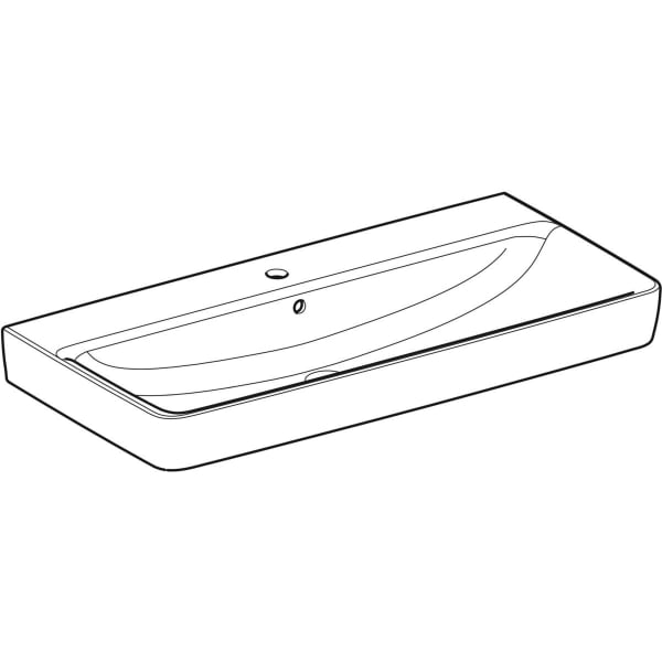 Geberit Renova Plan Aufsatz-WT 100x48cm m. Hahnloch, m. Ül., weiß, KeraTect