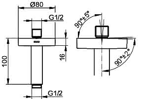 KEUCO Brausearm Elegance 51689 Deckenanschl. rd. 100mm sw