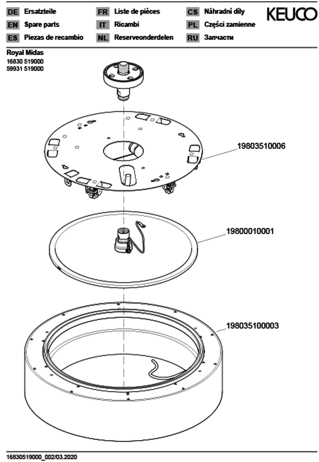 KEUCO Duschleuchte IP65 Arm.-Zub. 59931, weiß