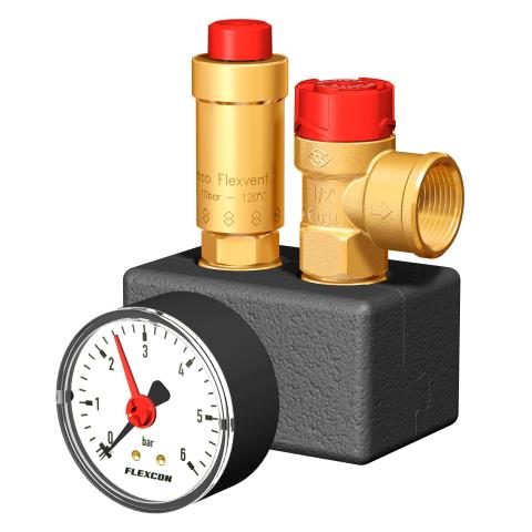 Flamco Sicherheitsgruppe Flexcon KSG EcoPlus Rp 3/4 incl. Manometer, Absperrventil