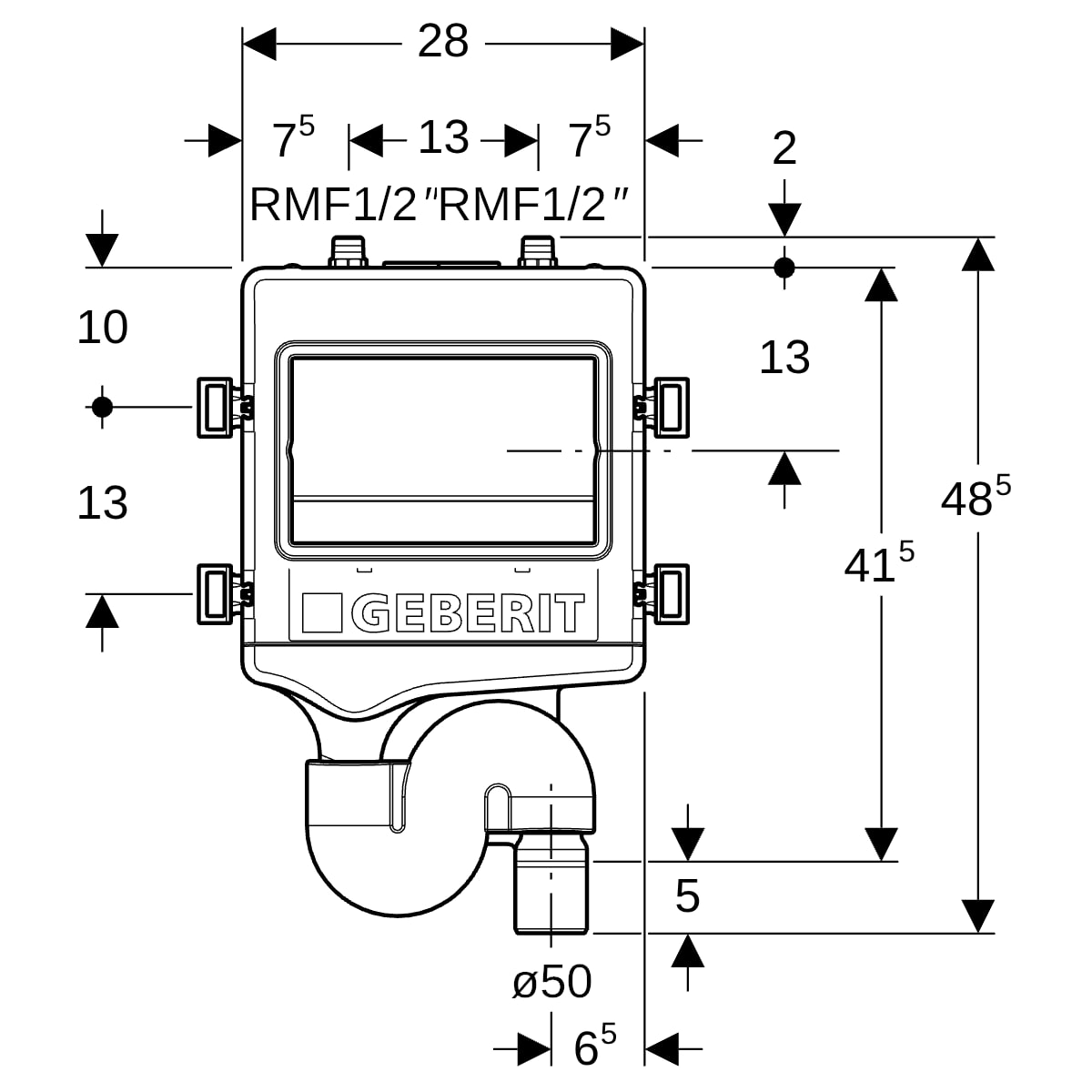 Geberit HS30 Hygienesp. mit 2 Wasseranschl. d:50mm