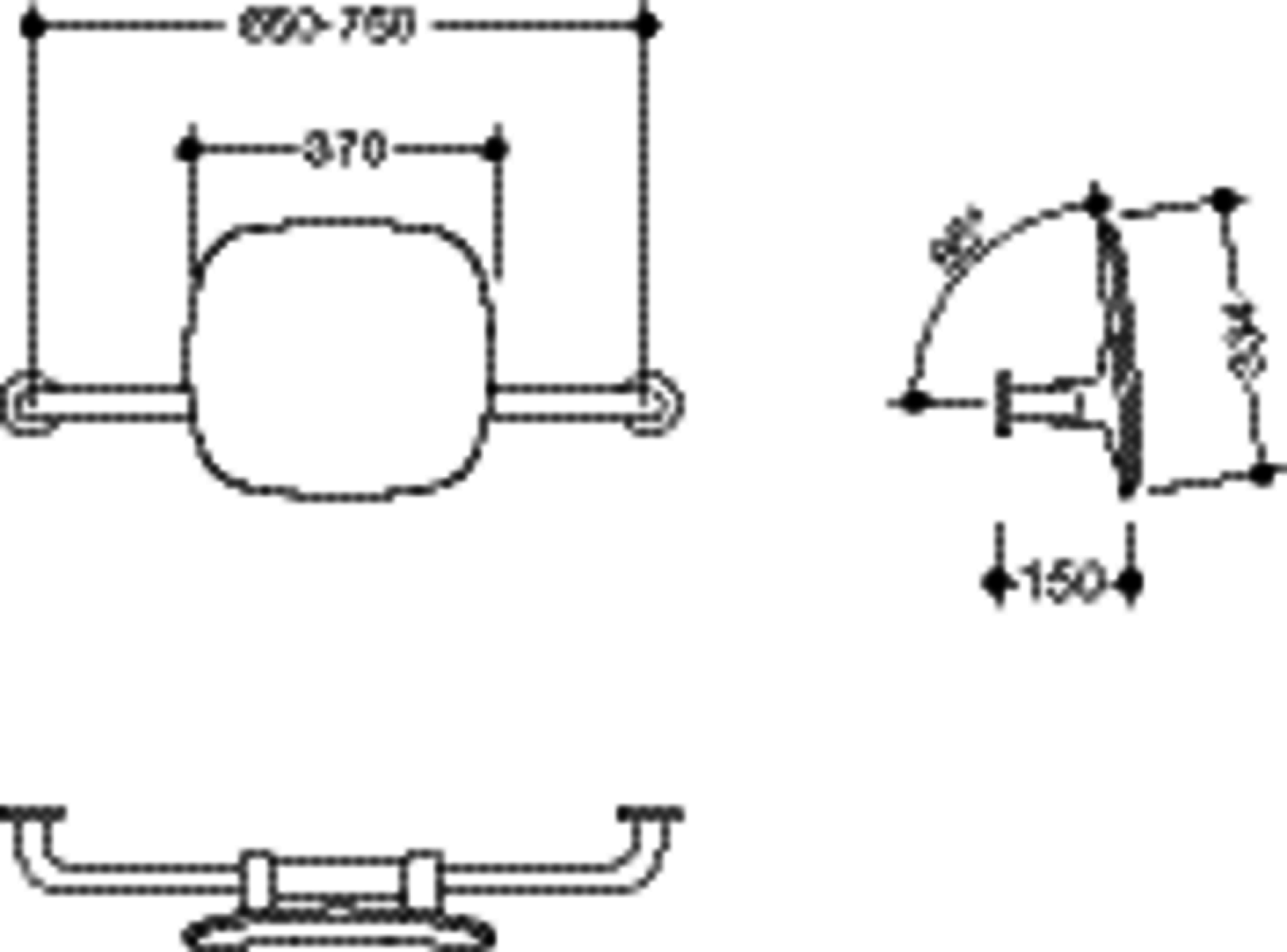 HEWI Rückenstütze, WA = 150mm Wandmontag., BM211.2 signalweiß