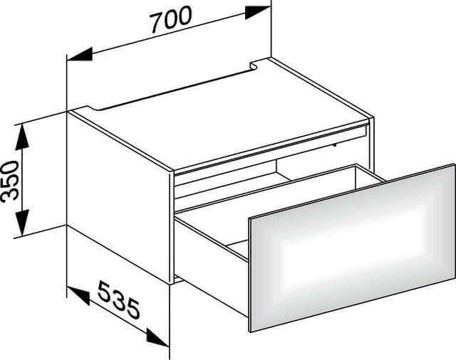 KEUCO Unterbauschrank Edition 11 31311, 1 Auszug, cashmere/Glas cashmere sat